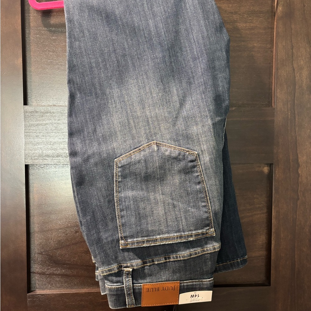 NWT Judy Blue Women's Dark Blue Pull On Slim Boot Cut High Waist Jeans Size 14